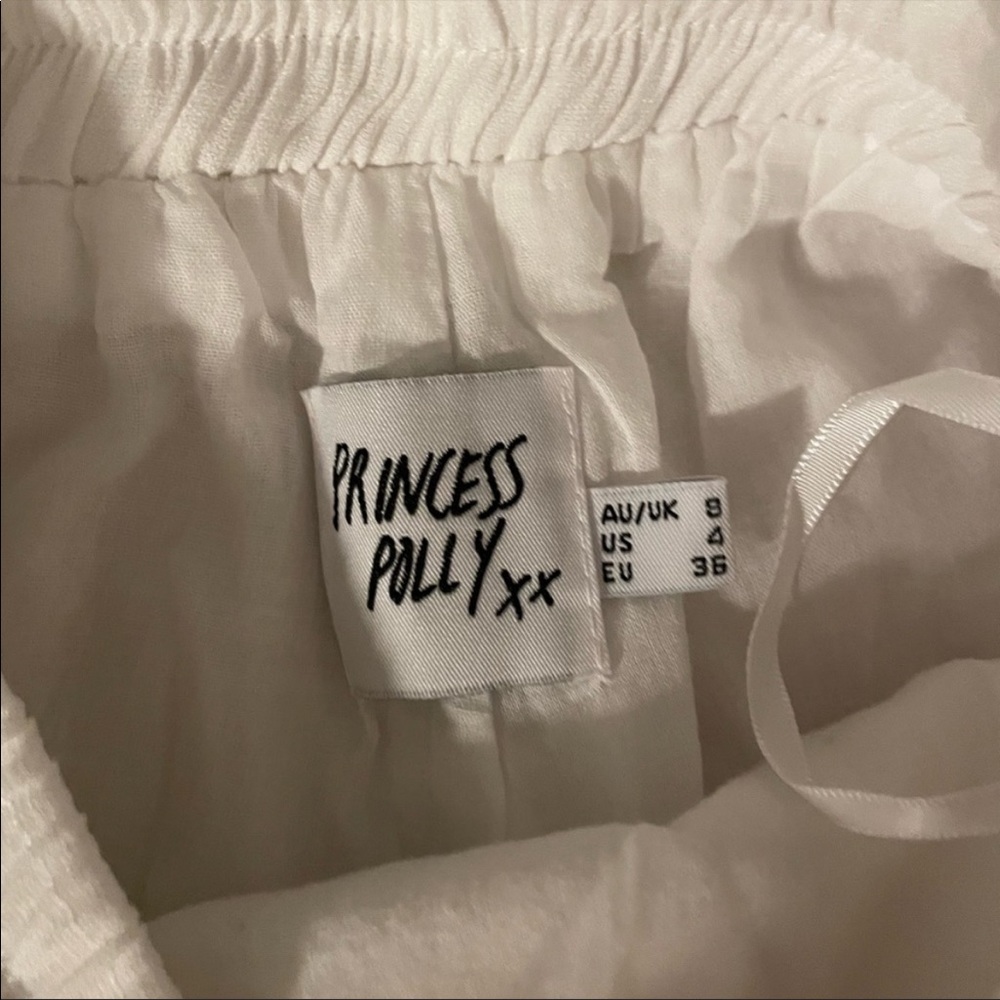 Princess Polly white linen shorts